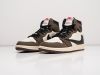 Зимние Кроссовки Nike Air Jordan 1 Mid x Travis Scott коричневые мужские 9693-01