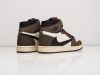 Зимние Кроссовки Nike Air Jordan 1 Mid x Travis Scott коричневые мужские 9693-01